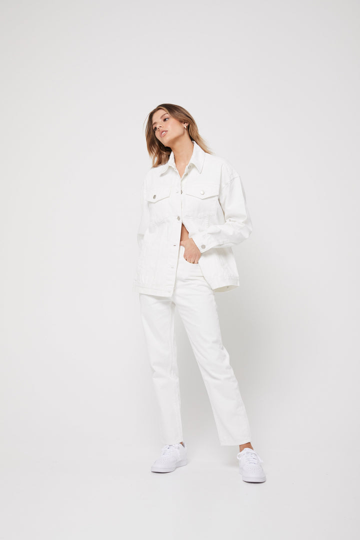Rozalia Russian x Atoir WOMENS THE DENIM JACKET -WHITE, WOMENS JACKETS & BLAZERS, APPAREL BY ROZALIA, Elwood 101