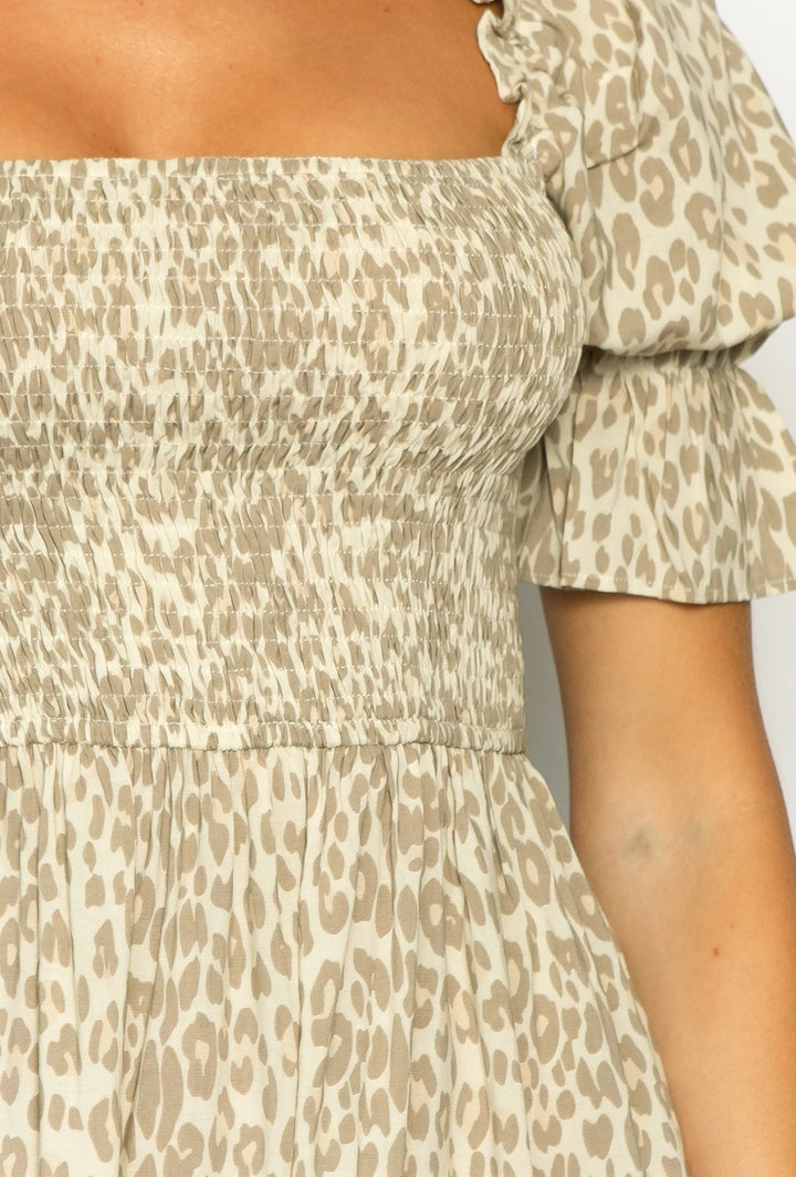 Girl And the Sun WOMENS CHATEAU MINI DRESS - LEOPARD, WOMENS DRESSES, GIRL AND THE SUN, Elwood 101