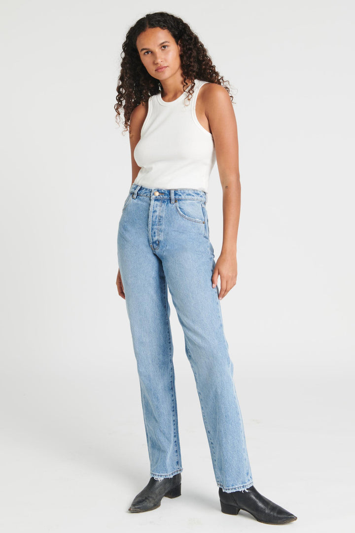 ROLLAS  Womens Classic Straight Jeans 90's Blue, WOMENS DENIM, ROLLAS, Elwood 101