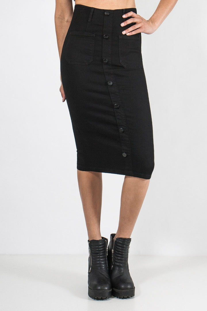 Ziggy Denim WOMENS TEACHERS PET SKIRT - BLACK, WOMENS SKIRTS, ZIGGY, Elwood 101