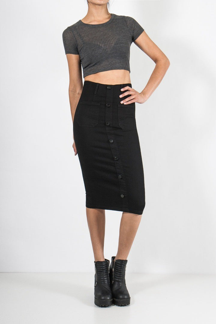 Ziggy Denim WOMENS TEACHERS PET SKIRT - BLACK, WOMENS SKIRTS, ZIGGY, Elwood 101