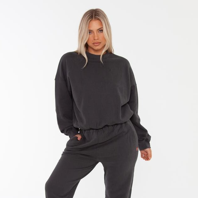 Bayse Brand WOMENS OVERSIZED SWEATER - CHARCOAL, WOMENS KNITS & SWEATERS, BAYSE BRAND, Elwood 101