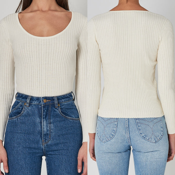 Rollas WOMENS CLASSIC RIB TOP - OFF WHITE, WOMENS TOPS & SHIRTS, ROLLAS, Elwood 101