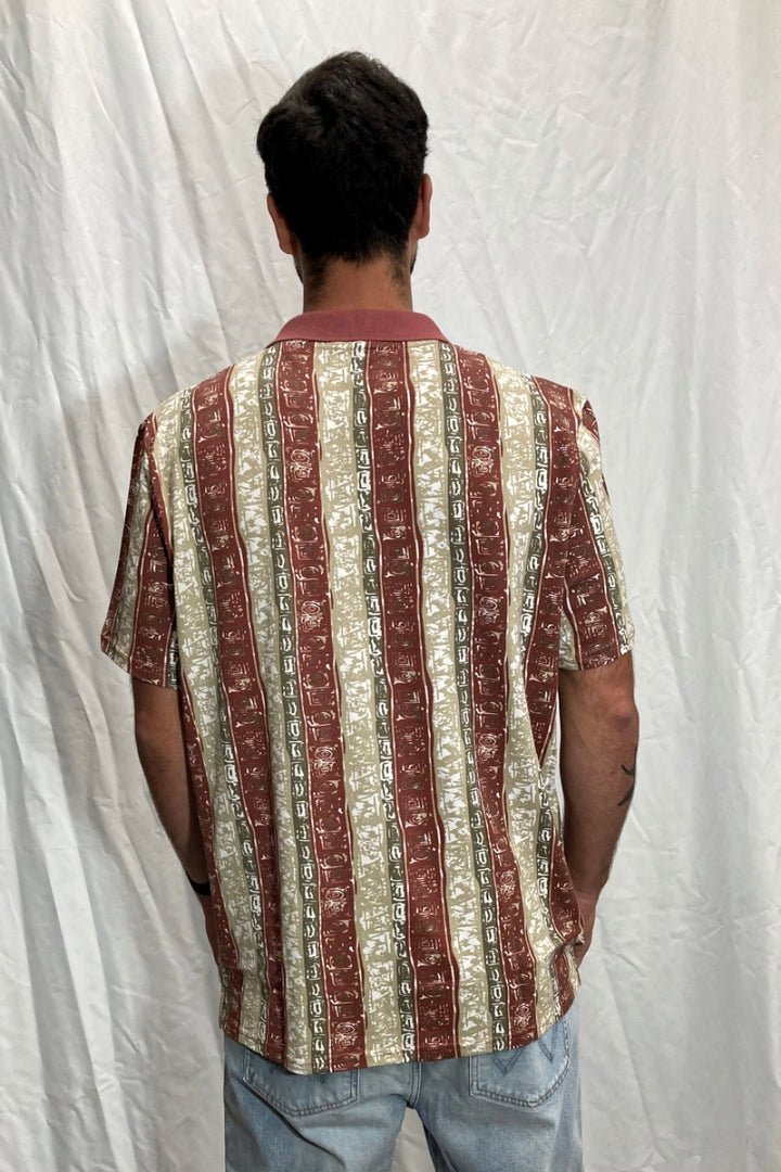 Wrangler Mens White Noise Polo Shirt - Earth Stripe, MENS TEE SHIRTS, WRANGLER, Elwood 101