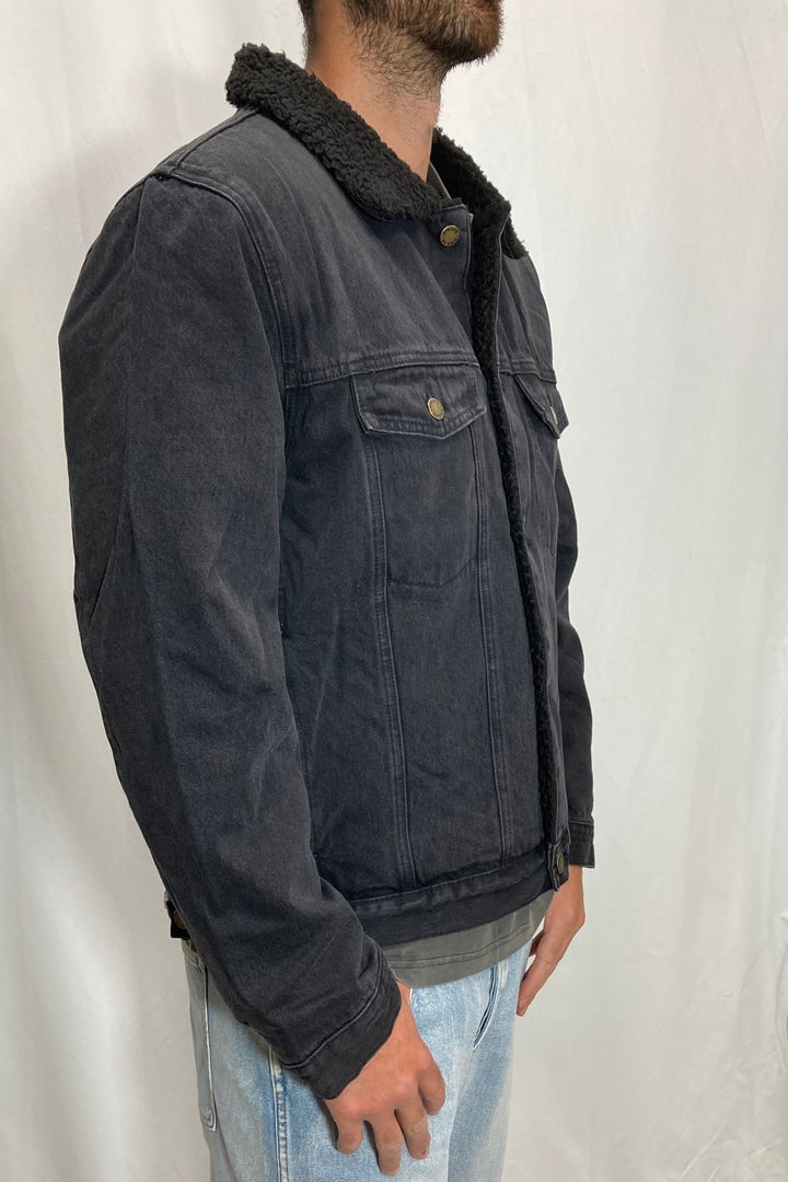 Rollas MENS DENIM SHERPA - WASHED BLACK, MENS JACKETS, ROLLAS, Elwood 101