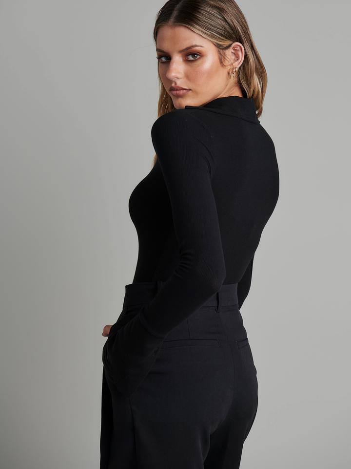 Bayse Brand WOMENS CELINE LONG SLEEVE BODYSUIT - BLACK, WOMENS BODYSUITS, BAYSE BRAND, Elwood 101