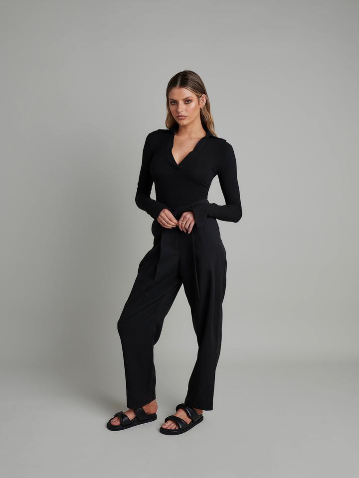 Bayse Brand WOMENS CELINE LONG SLEEVE BODYSUIT - BLACK, WOMENS BODYSUITS, BAYSE BRAND, Elwood 101