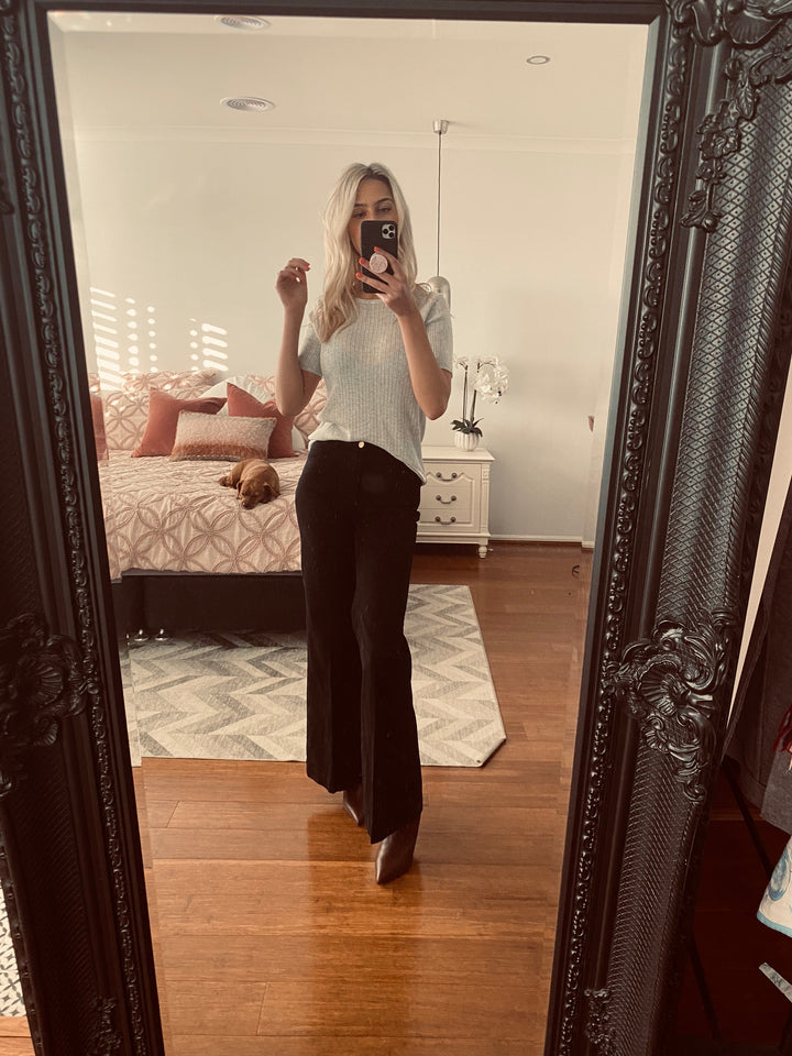 Little Lies WOMENS KNITTED TEE - LIGHT GREY MARLE, WOMENS TEES & TANKS, LITTLE LIES, Elwood 101