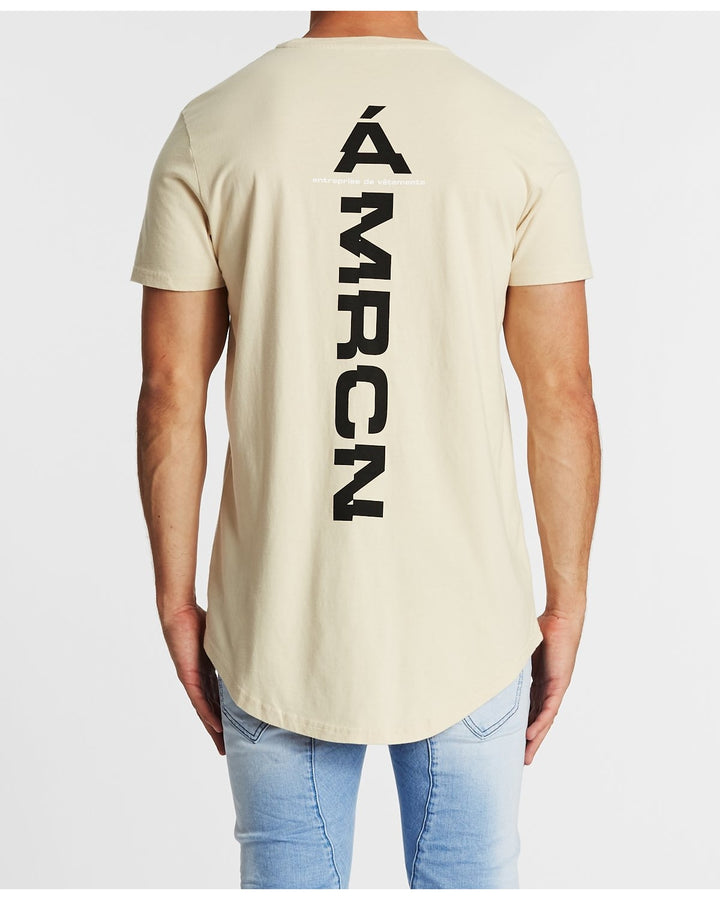 Americain MENS PLASIR DUAL CURVED HEM TEE- SAND, MENS TEE SHIRTS, AMERICAIN, Elwood 101