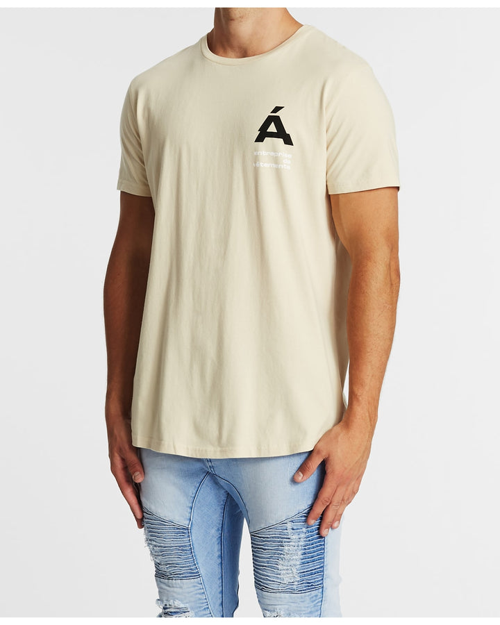 Americain MENS PLASIR DUAL CURVED HEM TEE- SAND, MENS TEE SHIRTS, AMERICAIN, Elwood 101