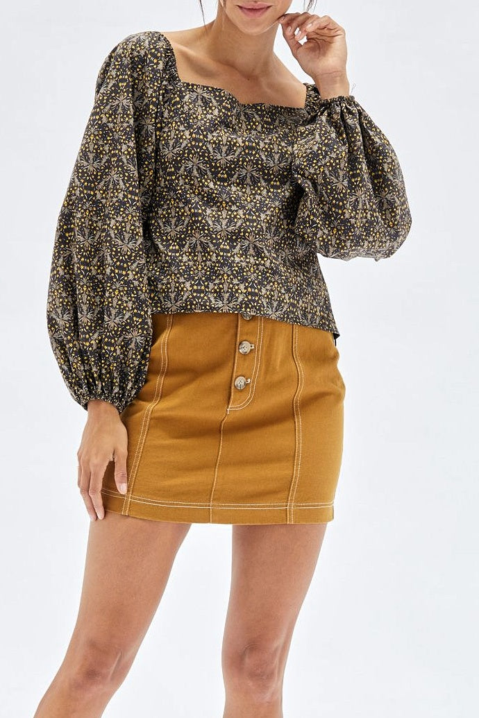 MINKPINK Womens Yasamin Puff Sleeve Top - Black/Gold, WOMENS TOPS & SHIRTS, MINKPINK, Elwood 101