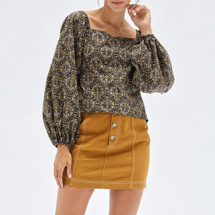 MINKPINK Womens Yasamin Puff Sleeve Top - Black/Gold, WOMENS TOPS & SHIRTS, MINKPINK, Elwood 101