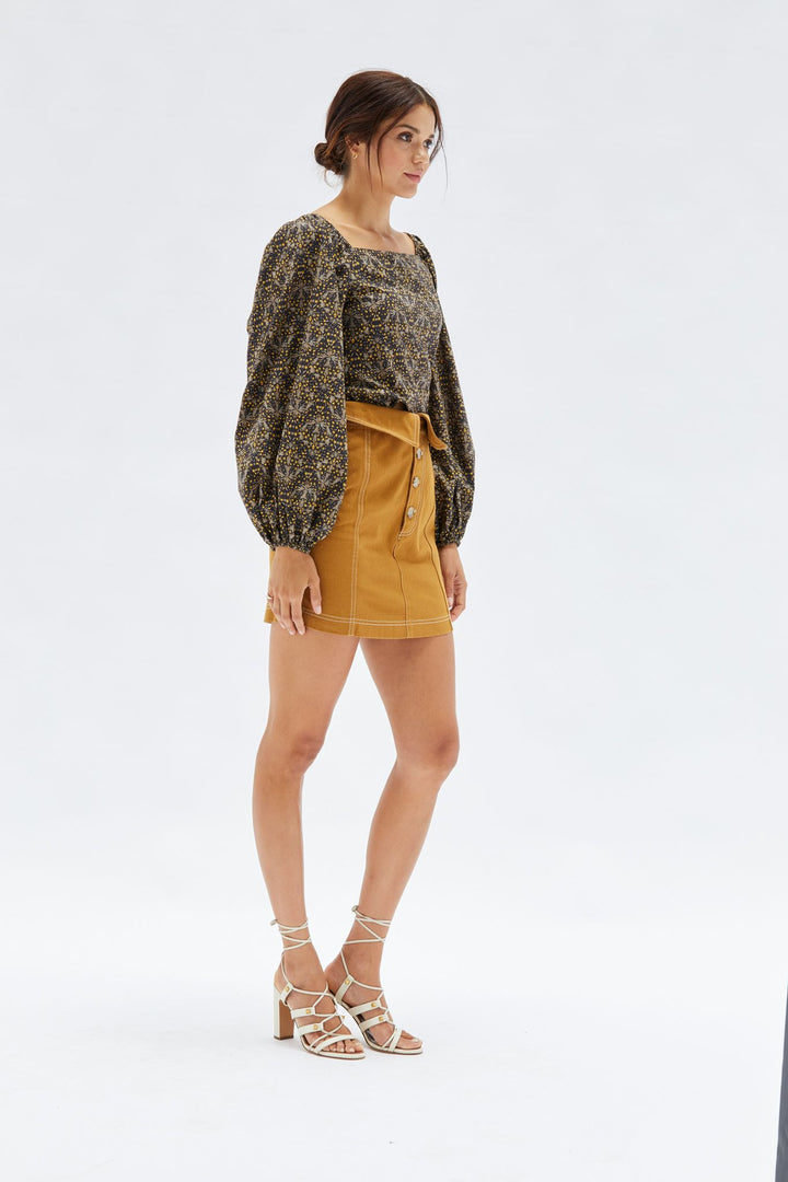 MINKPINK Womens Yasamin Puff Sleeve Top - Black/Gold, WOMENS TOPS & SHIRTS, MINKPINK, Elwood 101