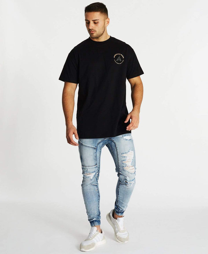 AMERICAIN Mens Jusqua La Fin Oversized Tee - Jet Black, General, AMERICAIN, Elwood 101