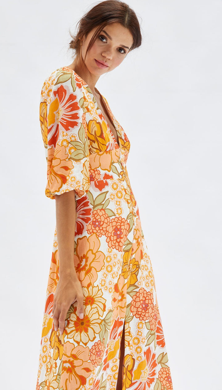 MINKPINK Womens Elaheh V-Neck Midi Dress - Summer Floral, WOMENS DRESSES, MINKPINK, Elwood 101