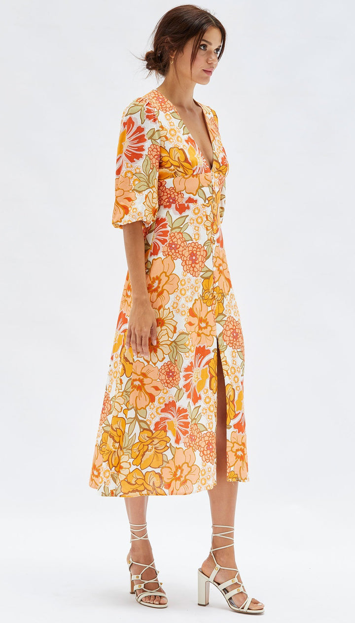 MINKPINK Womens Elaheh V-Neck Midi Dress - Summer Floral, WOMENS DRESSES, MINKPINK, Elwood 101