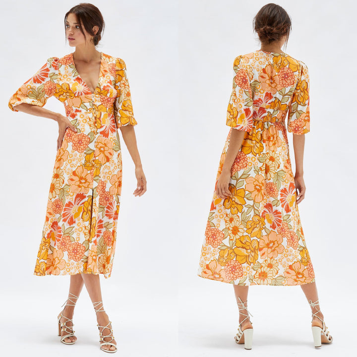 MINKPINK Womens Elaheh V-Neck Midi Dress - Summer Floral, WOMENS DRESSES, MINKPINK, Elwood 101
