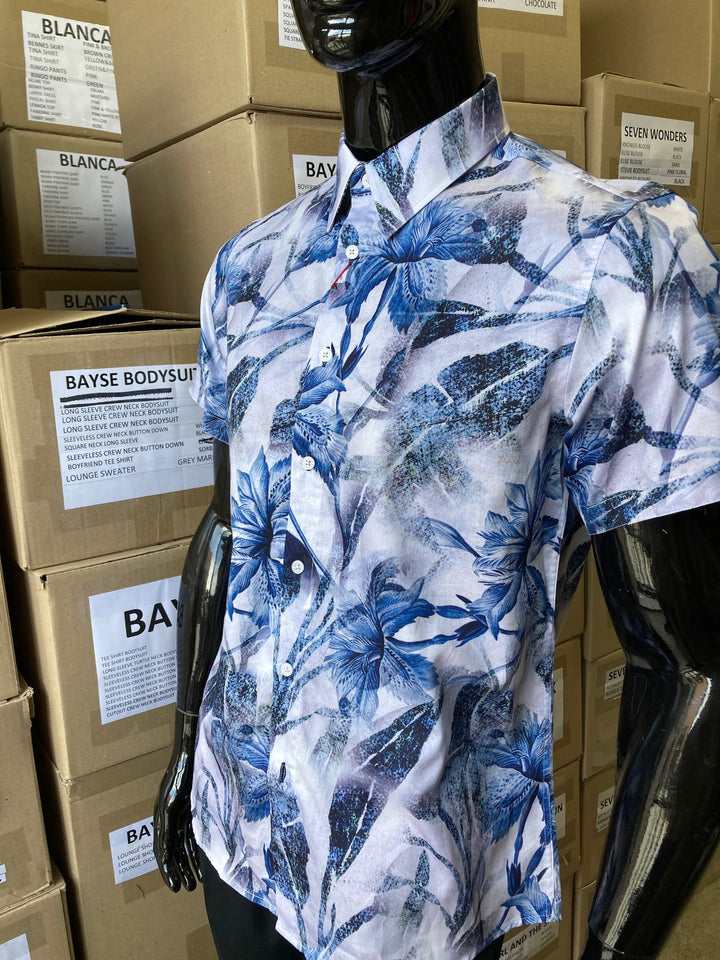 JOHN LENNON Mens Lancaster Short Sleeve Shirt - Grey, MENS SHIRTS, JOHN LENNON, Elwood 101