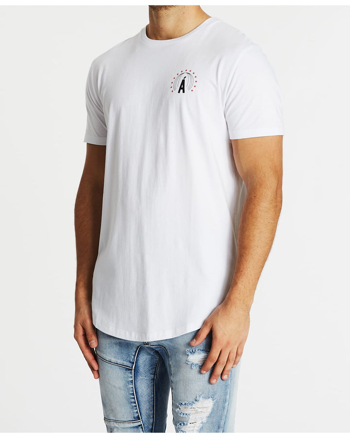 AMERICAIN Mens La Nuit Dual Curved Hem Tee Shirt - White, MENS TEE SHIRTS, AMERICAIN, Elwood 101