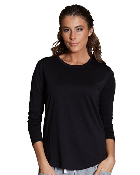 Casa Amuk WOMENS LONG SLEEVE SADDLE HEM TEE BLACK, WOMENS TEES & TANKS, CASA AMUK, Elwood 101