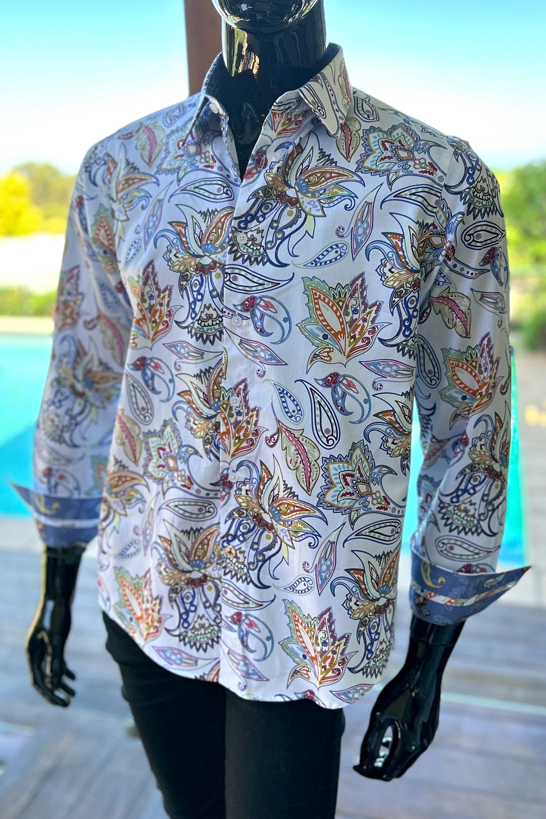 JOHN LENNON Mens Villa Park Long Sleeve Paisley Shirt White JOHN LENNON Mens Villa Park Long Sleeve Paisley Shirt White