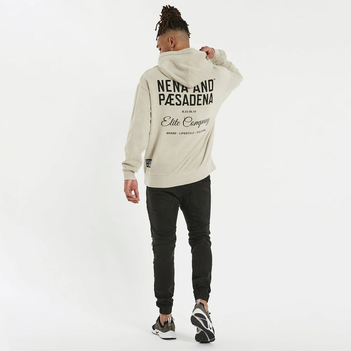 NENA PASADENA Mens Elite Co. Relaxed Hooded Sweater Pigment Sand, MENS HOODIES, NENA PASADENA, Elwood 101
