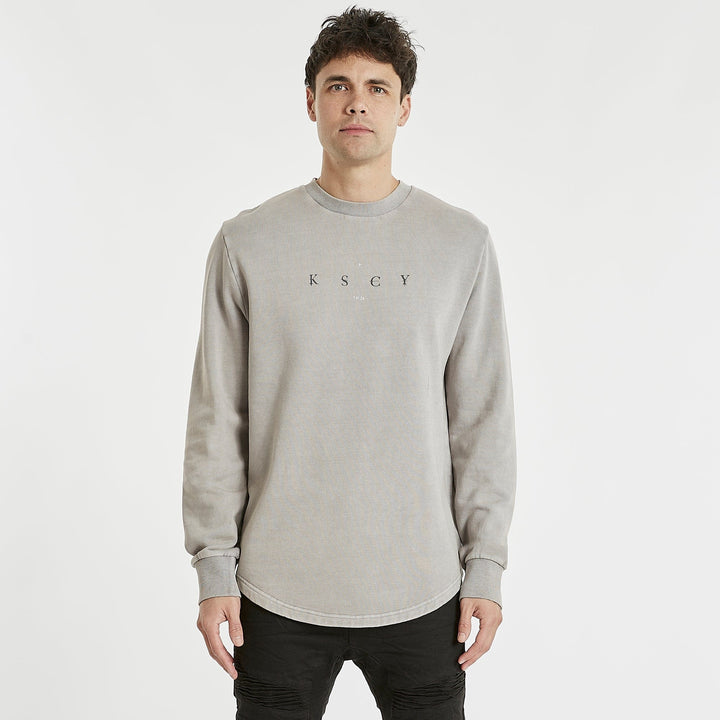 KISS CHACEY Mens Palomae Dual Curved Hem Sweater Pigment Gull, MENS KNITS & SWEATERS, KISS CHACEY, Elwood 101