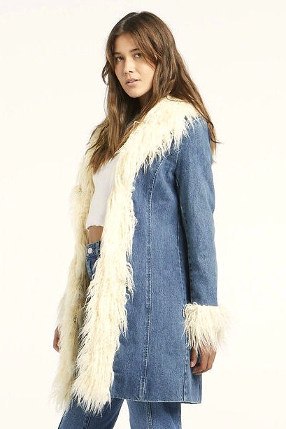 WRANGLER Womens 70's Shag Coat Darleen Denim