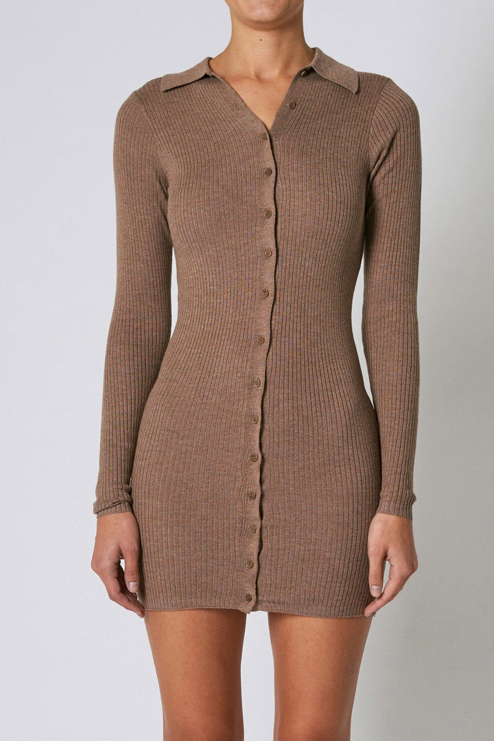 ROLLAS Womens Caroline Knit Mini Dress Mink, WOMENS DRESSES, ROLLAS, Elwood 101