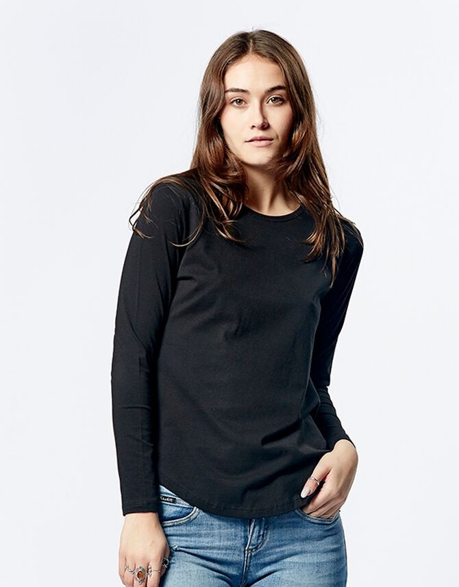 Casa Amuk WOMENS LONG SLEEVE SADDLE HEM TEE BLACK, WOMENS TEES & TANKS, CASA AMUK, Elwood 101