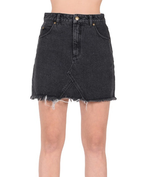 Rollas WOMENS CLAUDIA DENIM SKIRT BLACK STEEL, WOMENS SKIRTS, ROLLAS, Elwood 101