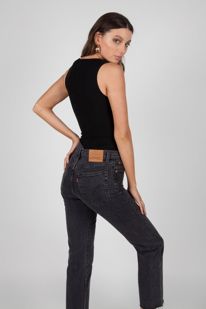 BAYSE BRAND Womens Sleeveless Crew Neck Button Down Bodysuit - Black, WOMENS BODYSUITS, BAYSE BRAND, Elwood 101