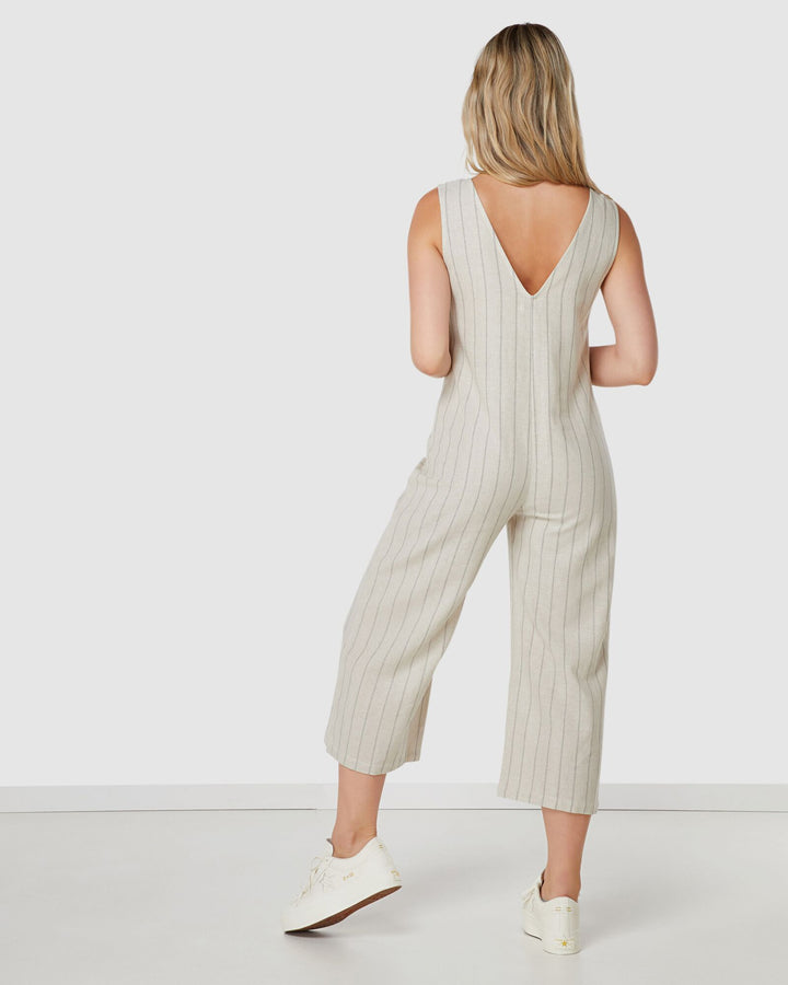 Elwood WOMENS MARLEY LINEN JUMPSUIT NATURAL STRIPE, WOMENS JUMPSUITS & OVERALLS, ELWOOD, Elwood 101