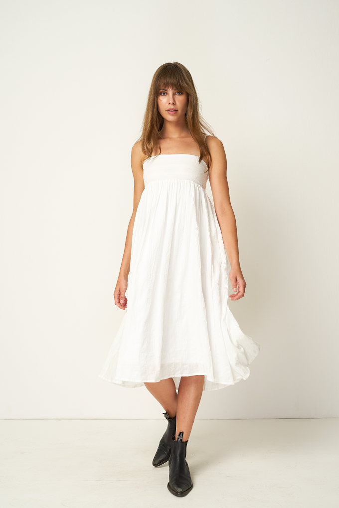 Rue Stiic FONTANA MIDI DRESS WHITE, WOMENS DRESSES, RUE STIIC, Elwood 101