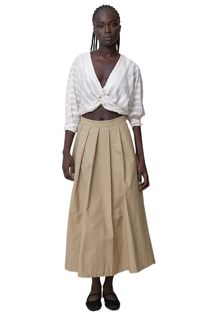 BLANCA STUDIO Womens Brooke Pleated Skirt Tan