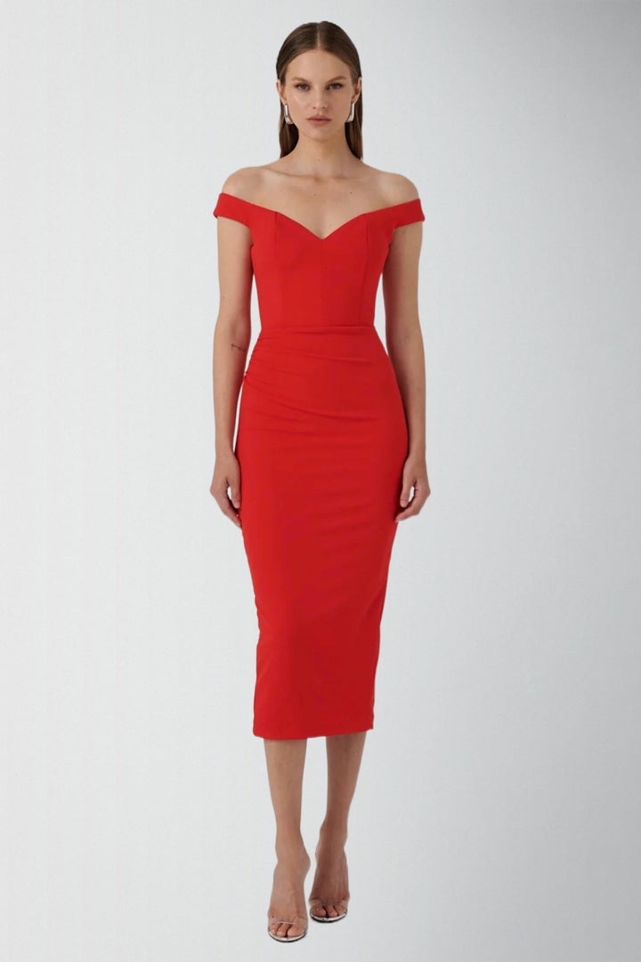 EFFIE KATS Womens AAMI Midi Dress - Red, WOMENS DRESSES, EFFIE KATS, Elwood 101