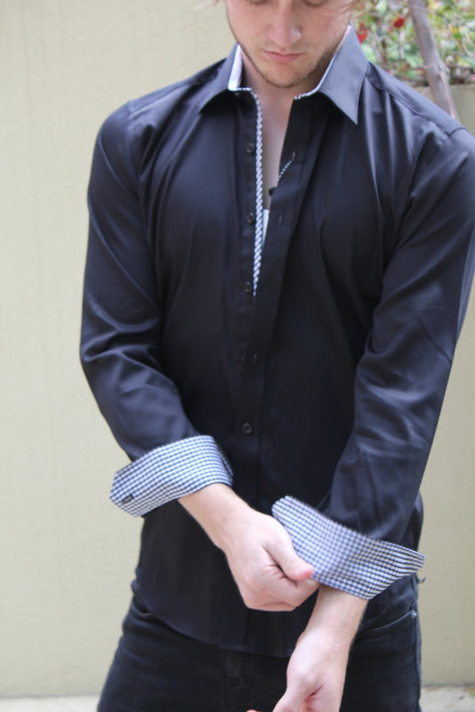 Geoffrey Beene MENS SAN ANDRES TWILL BLACK BODY FIT SHIRT Elwood 101