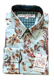 JOHN LENNON Mens Queens Park Long Sleeve Shirt - Mint Paisley, MENS SHIRTS, JOHN LENNON, Elwood 101