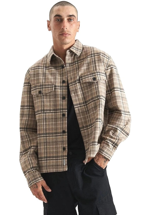 KISS CHACEY Mens Ingenuity Relaxed Overshirt - Cloud Dancer Check, MENS SHIRTS, KISS CHACEY, Elwood 101
