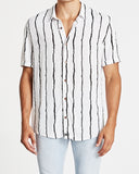 Kiss Chacey MENS UMBRA RELAXED SHORT SLEEVE SHIRT - WHITE / BLACK PRINT, MENS SHIRTS, KISS CHACEY, Elwood 101