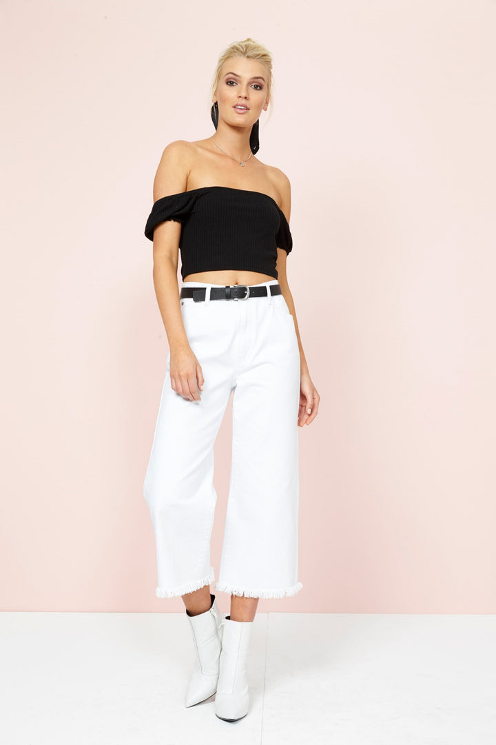 MinkPink PRAIRIE RIB CROP TOP - Black, WOMENS TOPS & SHIRTS, MINKPINK, Elwood 101