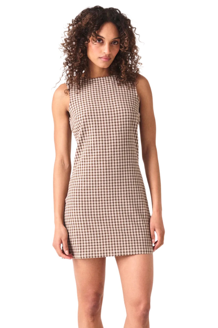 ROLLAS Womens Shift Dress Gingham - Khaki, WOMENS DRESSES, ROLLAS, Elwood 101