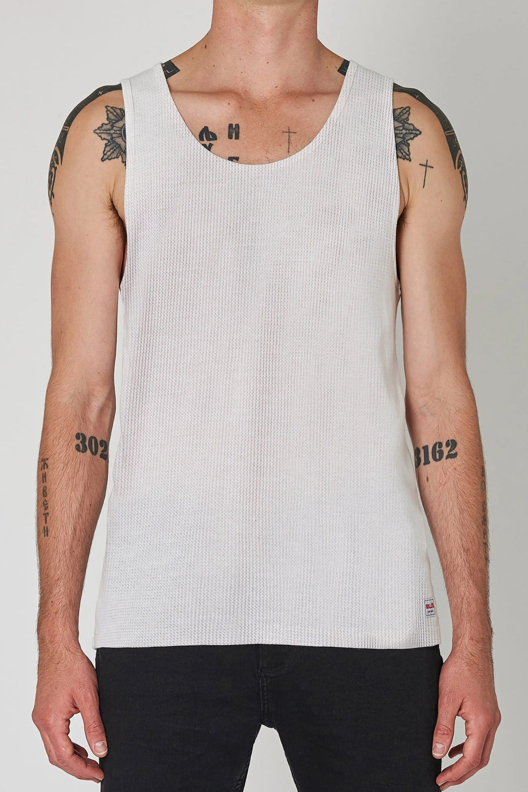 ROLLAS Mens Trade Waffle Tank - Vintage White, MENS TEE SHIRTS, ROLLAS, Elwood 101