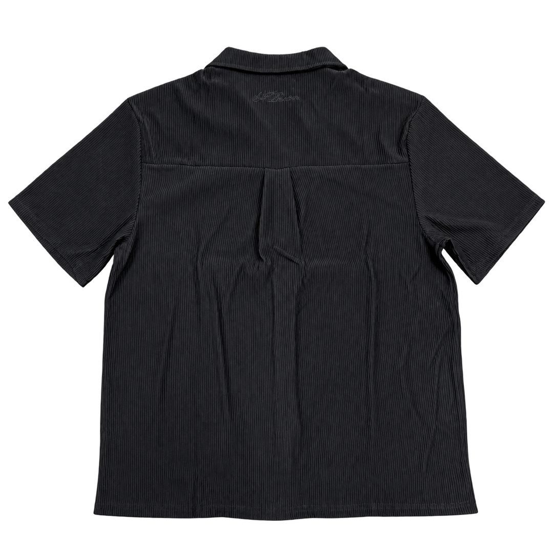 NENA & PASADENA Mens Pleated Short Sleeve Shirt in Jet Black, MENS SHIRTS, NENA PASADENA, Elwood 101