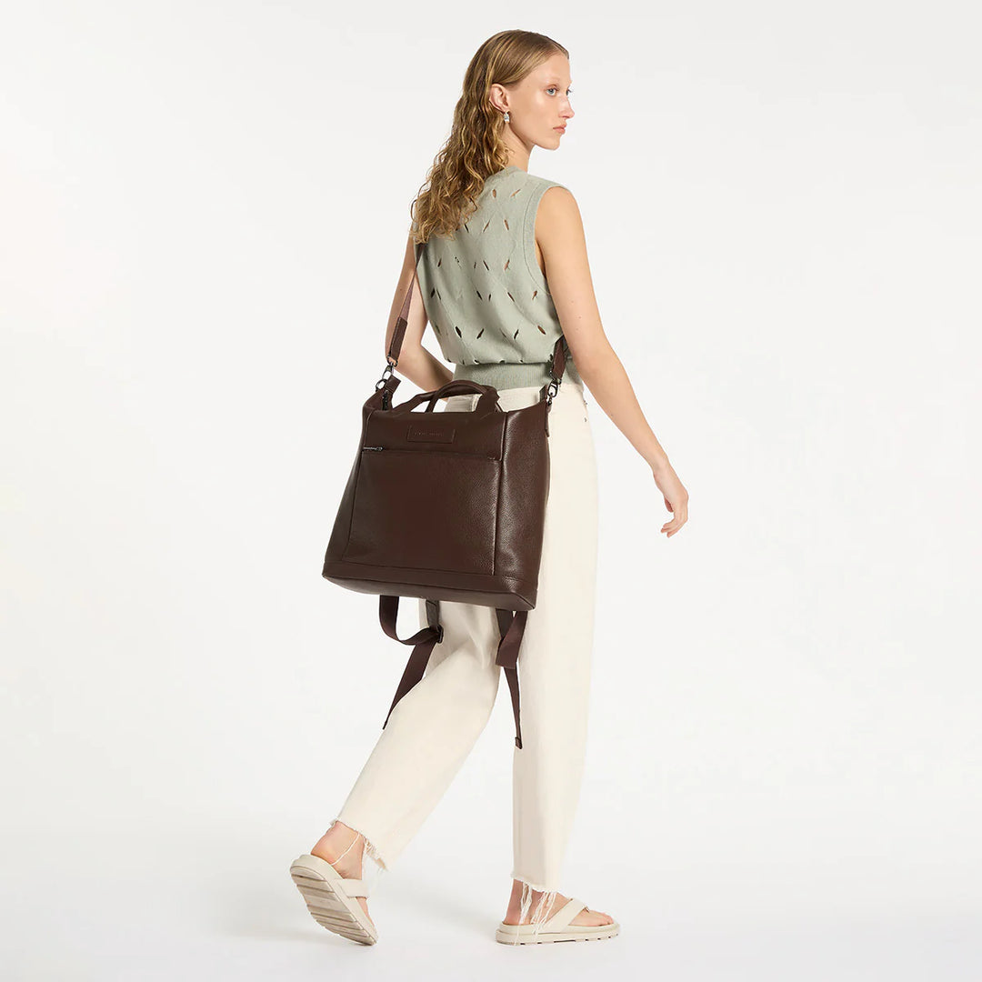 STATUS ANXIETY Womens Comes In Waves Leather Bag - Cocoa, WOMENS BAGS & CLUTCHES, STATUS ANXIETY, Elwood 101