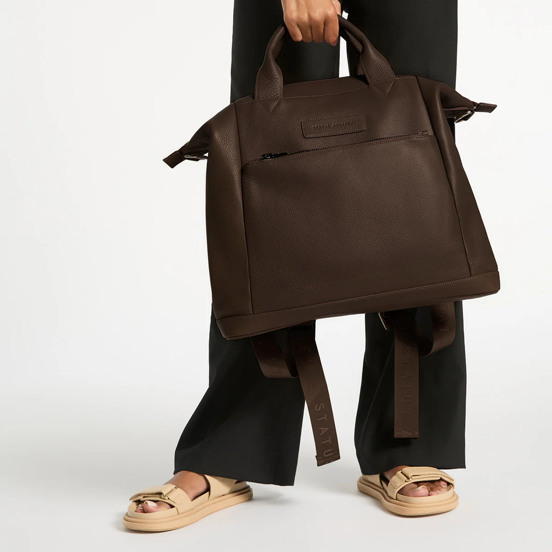 STATUS ANXIETY Womens Comes In Waves Leather Bag - Cocoa, WOMENS BAGS & CLUTCHES, STATUS ANXIETY, Elwood 101
