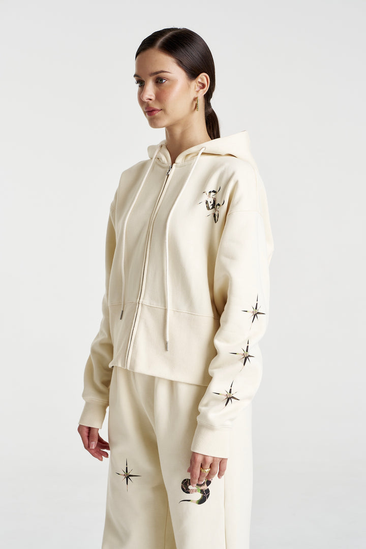 SUMMI SUMMI Womens Motif Hoodie in Vanilla, WOMENS HOODIES, SUMMI SUMMI, Elwood 101