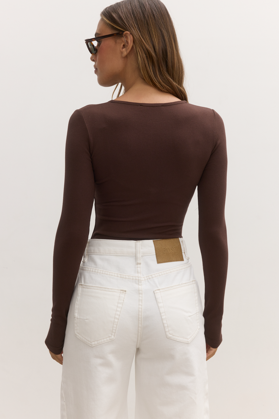 BAYSE BRAND Womens Lara Bodysuit in Chocolate