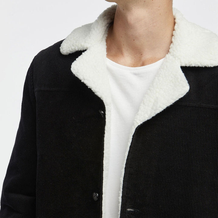 WRANGLER Mens Bakers Sherpa Cord Coat Black Cord, MENS JACKETS, WRANGLER, Elwood 101
