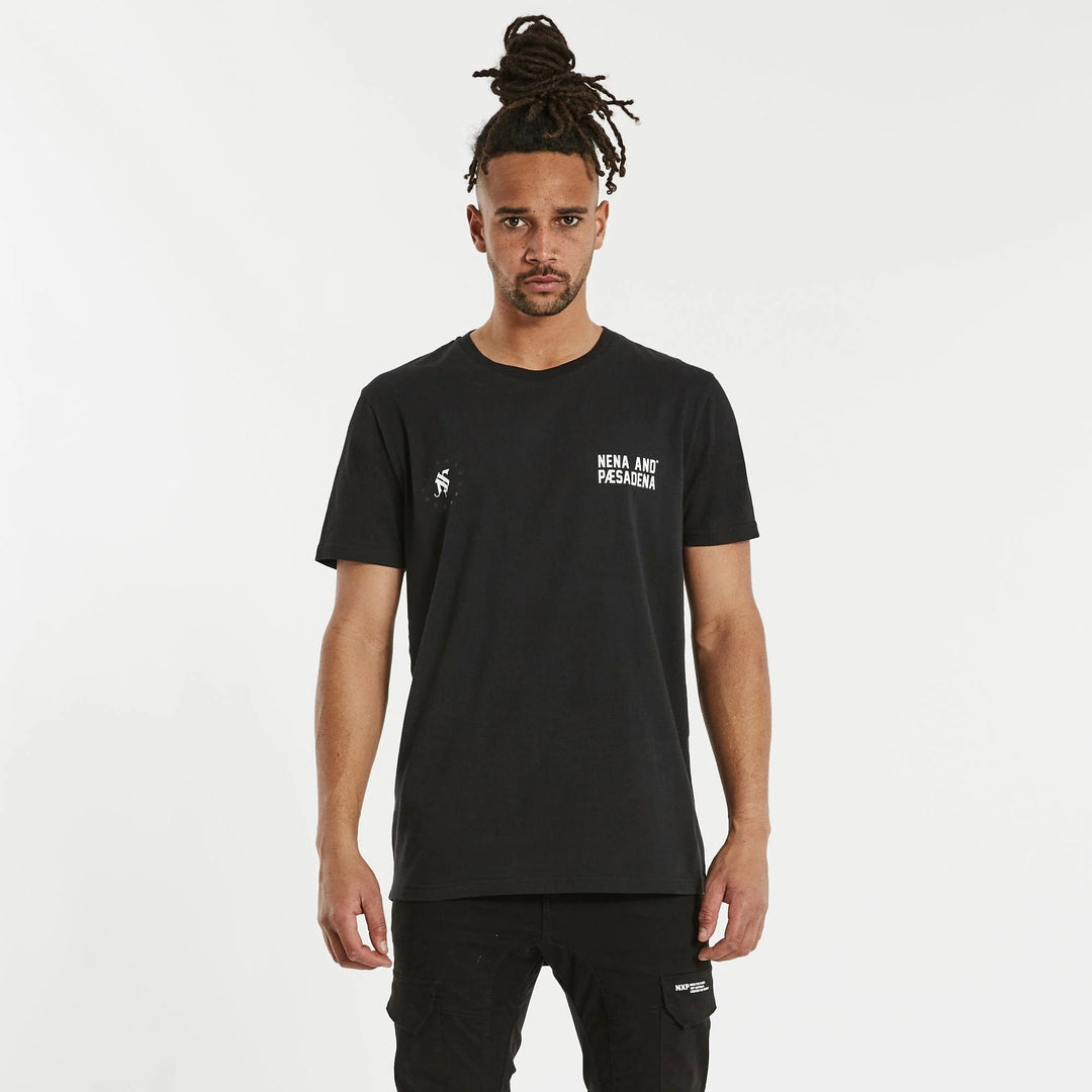 NENA & PASADENA Mens Silverlight Cape Back Tee Shirt Jet Black, MENS TEE SHIRTS, NENA PASADENA, Elwood 101